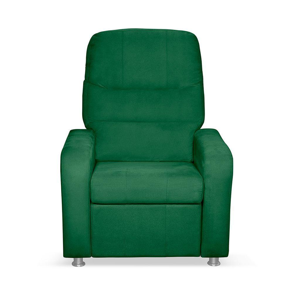 Poltrona Do Papai Reclinável Confortável Suede Verde - 6