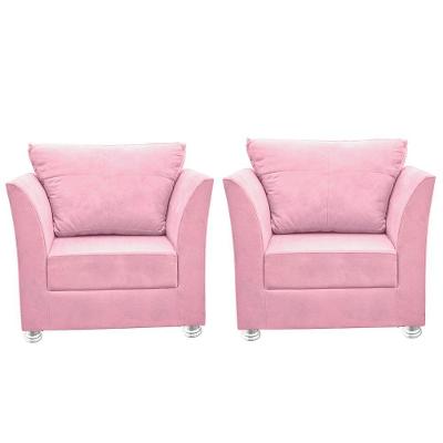 Kit 2 Poltronas Decorativas Lisboa Para Sala e Quarto Suede Rosa Bebê Tucanos Estofados