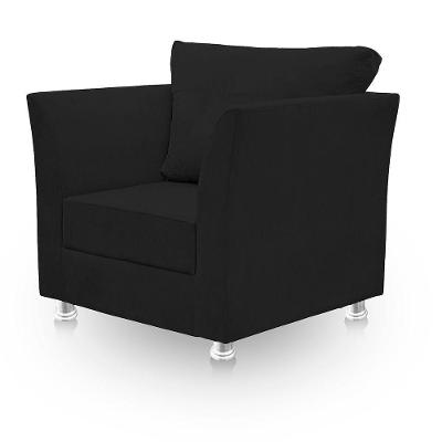 Poltrona Decorativa Para Sala E Quarto Lisboa Suede Preto