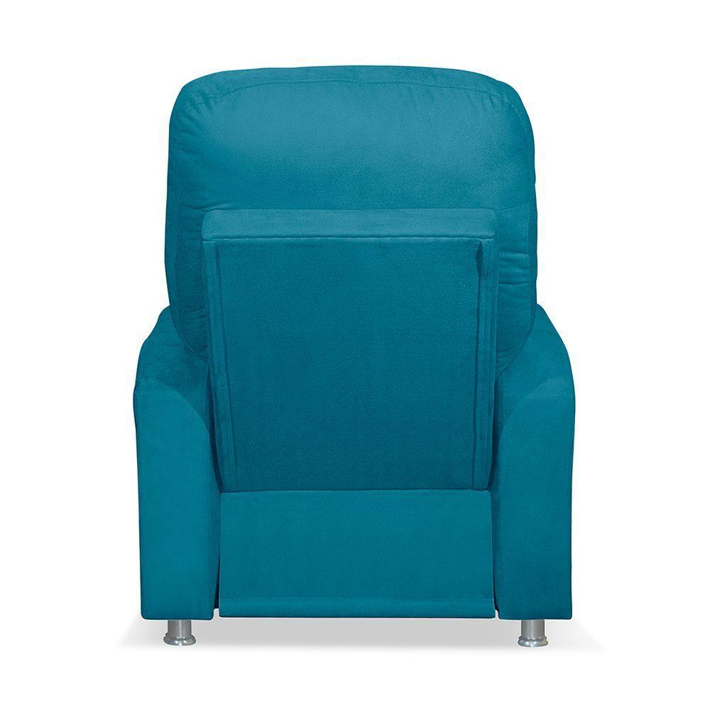 Poltrona Do Papai Reclinável Confortável Suede Azul Claro - 2