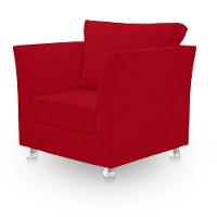 Kit 02 Poltronas Decorativa Para Sala E Quarto Lisboa Suede Vermelho - 2