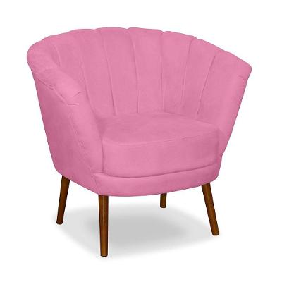 Poltrona Pétala Flor Decorativa Suede Rosê