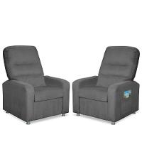 Kit 02 Poltrona Do Papai Reclinável Confortável Suede Cinza Grafite - 1