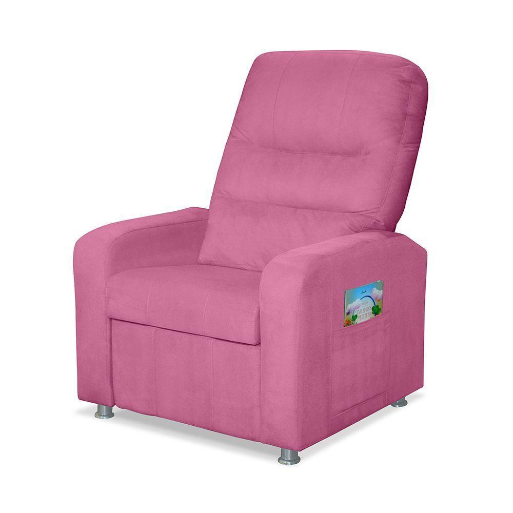 Poltrona Do Papai Reclinável Confortável Suede Rosê - 5