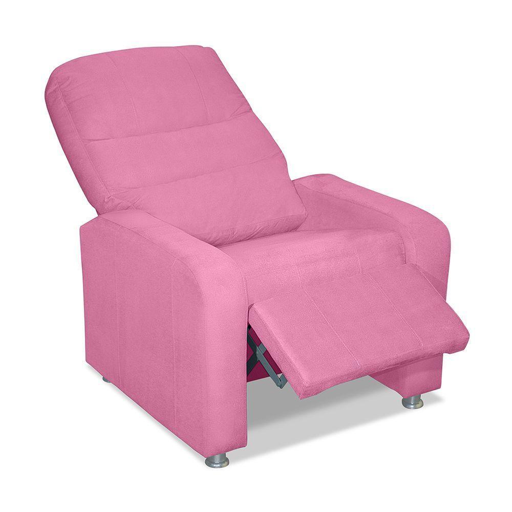 Kit 02 Poltrona Do Papai Reclinável Confortável Suede Rosê - 7