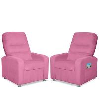 Kit 02 Poltrona Do Papai Reclinável Confortável Suede Rosê - 1