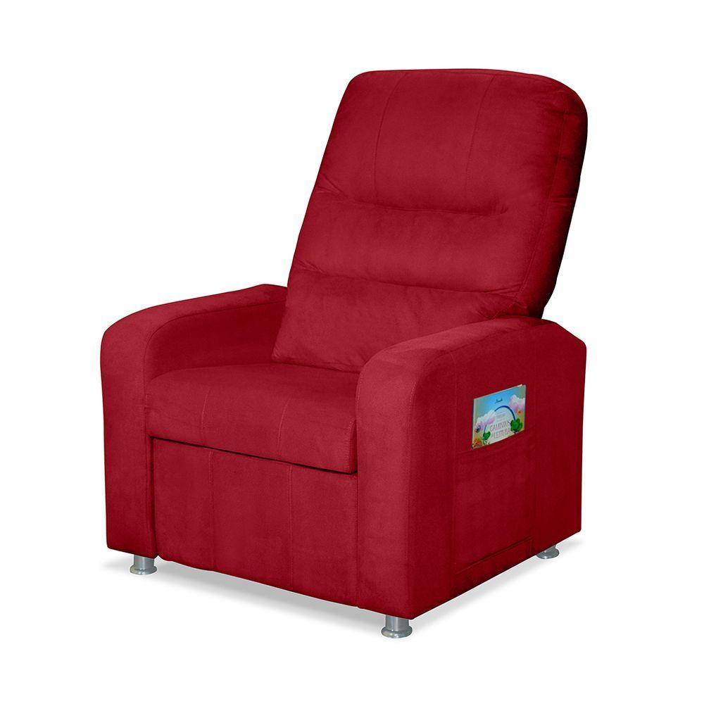 Poltrona Do Papai Reclinável Confortável Suede Vermelho - 2