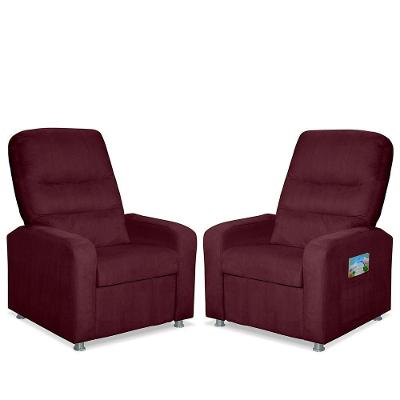 Kit 02 Poltrona Do Papai Reclinável Confortável Suede Bordô