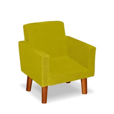 Mini Poltrona Cadeira Infantil Nina De Criança Suede Amarelo Pés Palito