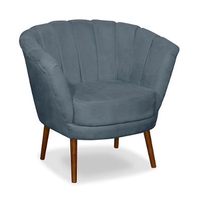 Poltrona Pétala Flor Decorativa Suede Azul Turquesa