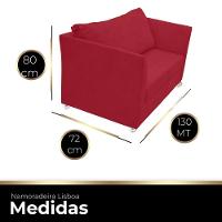 Namoradeira Lisboa 02 Lugares Para Sala Salão Escritório Suede Vermelho - 2