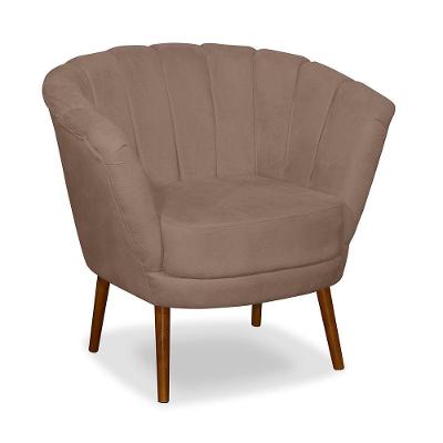 Poltrona Pétala Flor Decorativa Suede Capuccino