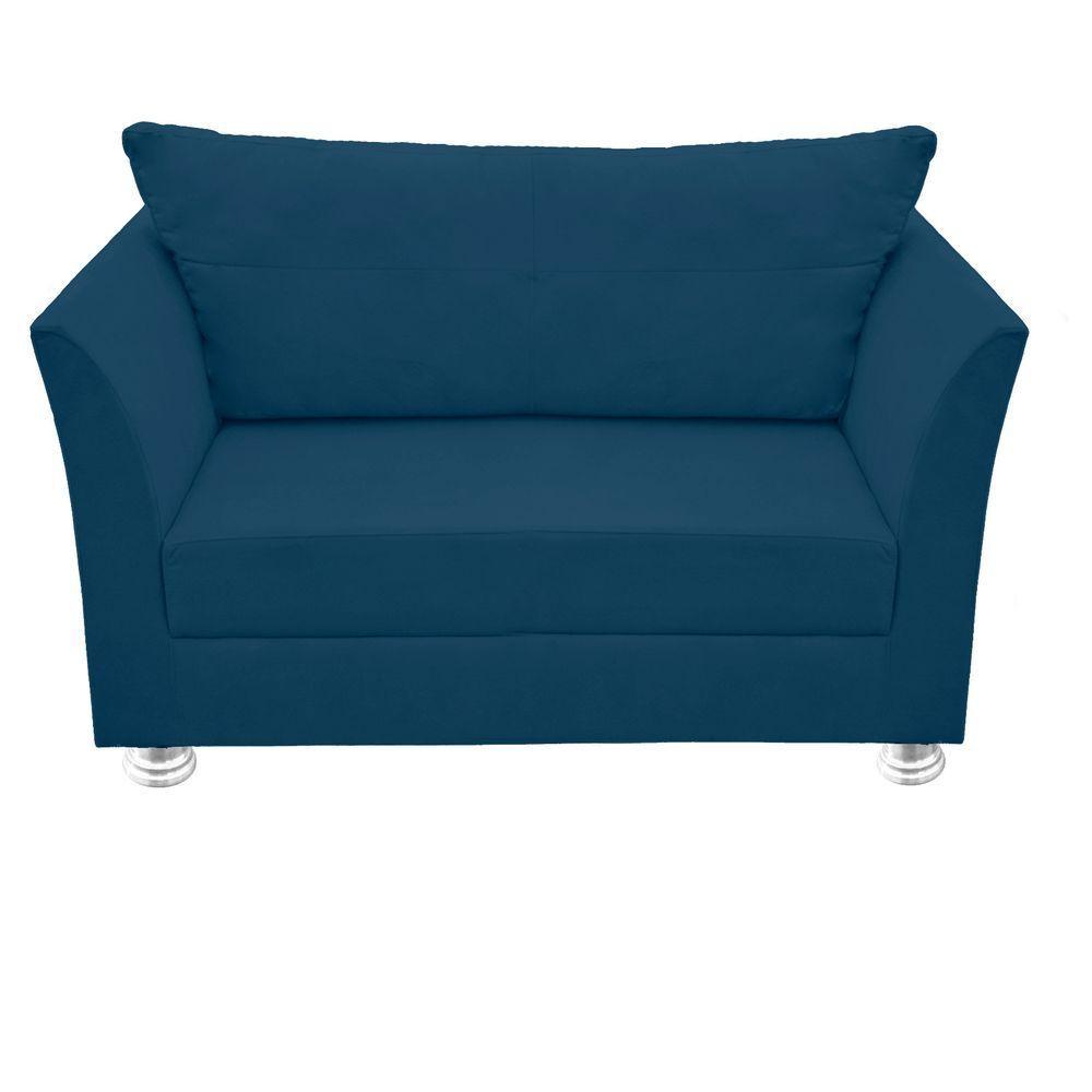Namoradeira Lisboa 02 Lugares Para Sala Salão Escritório Suede Azul Marinho - 1