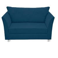 Namoradeira Lisboa 02 Lugares Para Sala Salão Escritório Suede Azul Marinho - 1