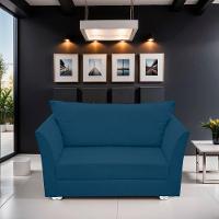 Namoradeira Lisboa 02 Lugares Para Sala Salão Escritório Suede Azul Marinho - 3