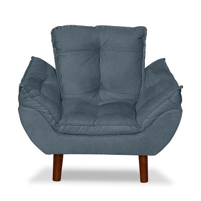Mini Poltrona Cadeira Infantil De Criança Suede Azul Turquesa Pés Palito