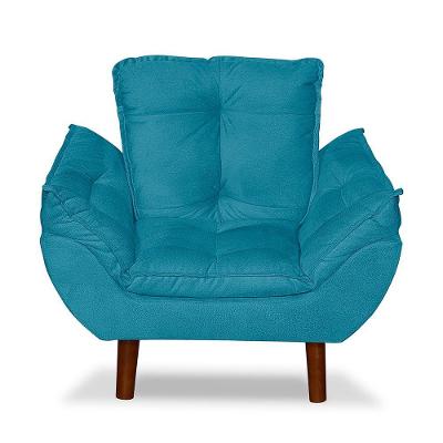 Mini Poltrona Cadeira Infantil De Criança Suede Azul Claro Pés Palito