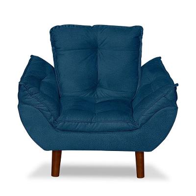 Mini Poltrona Cadeira Infantil De Criança Suede Azul Marinho Pés Palito