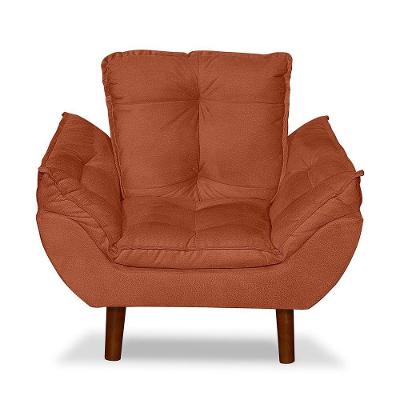 Mini Poltrona Cadeira Infantil De Criança Suede Terracota Pés Palito