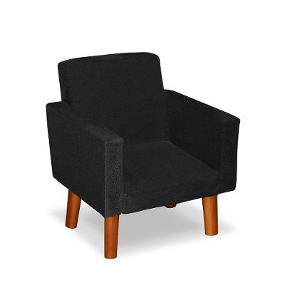 Mini Poltrona Cadeira Infantil Nina De Criança Suede Preto Pés Palito