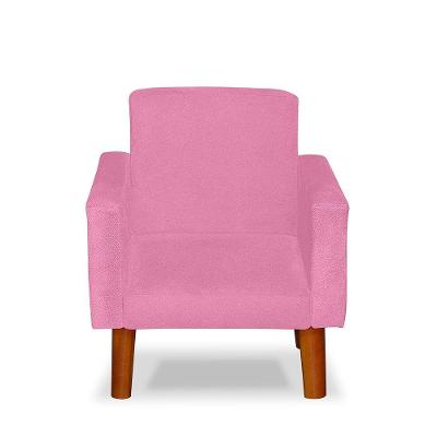 Mini Poltrona Cadeira Infantil Nina De Criança Suede Rosa Pés Palito