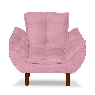 Mini Poltrona Cadeira Infantil De Criança Suede Rosa Bebê Pés Palito