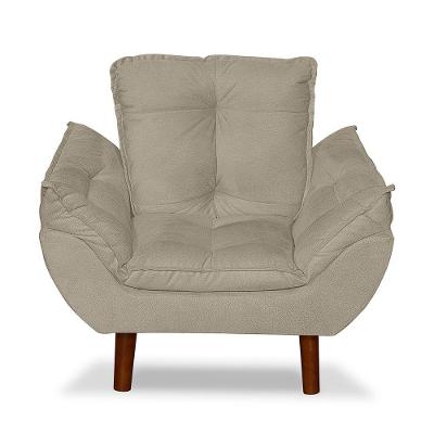 Mini Poltrona Cadeira Infantil De Criança Suede Bege Pés Palito