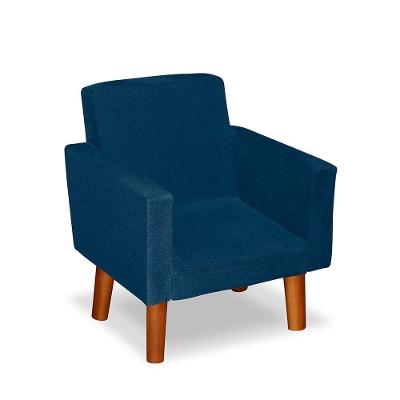 Mini Poltrona Cadeira Infantil Nina De Criança Suede Azul Marinho Pés Palito