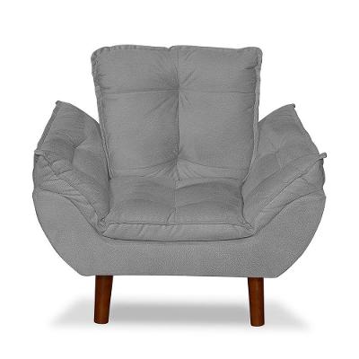 Mini Poltrona Cadeira Infantil De Criança Suede Cinza Claro Pés Palito