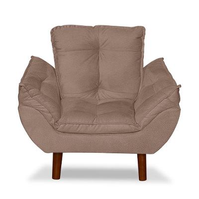 Mini Poltrona Cadeira Infantil De Criança Suede Capuccino Pés Palito
