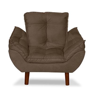 Mini Poltrona Cadeira Infantil De Criança Suede Marrom Pés Palito