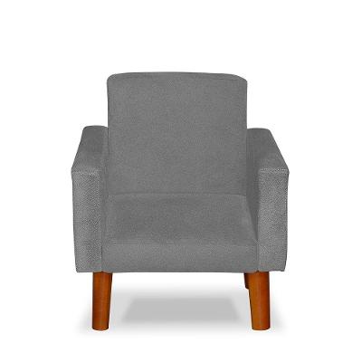 Mini Poltrona Cadeira Infantil Nina De Criança Suede Cinza Claro Pés Palito