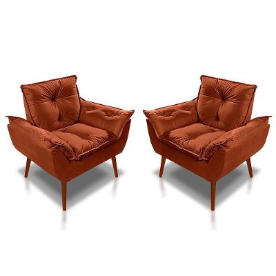 Kit 02 Poltrona Opala Decorativa Suede Terracota