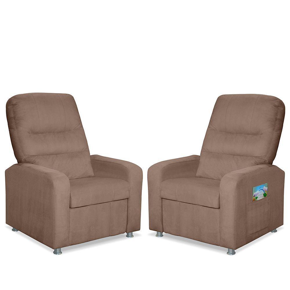 Kit 02 Poltrona Do Papai Reclinável Confortável Suede Capuccino - 1