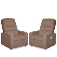 Kit 02 Poltrona Do Papai Reclinável Confortável Suede Capuccino - 1
