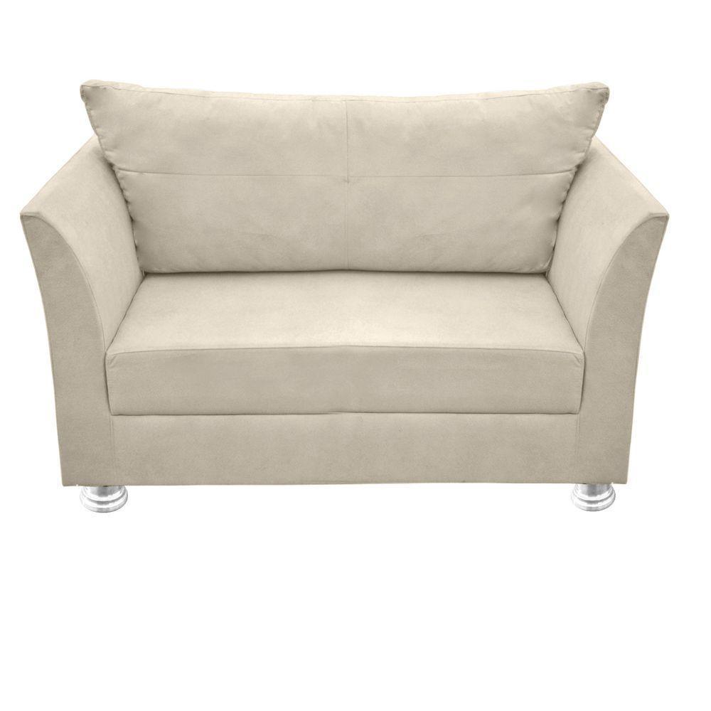 Namoradeira Lisboa 02 Lugares Para Sala Salão Escritório Suede Bege - 1