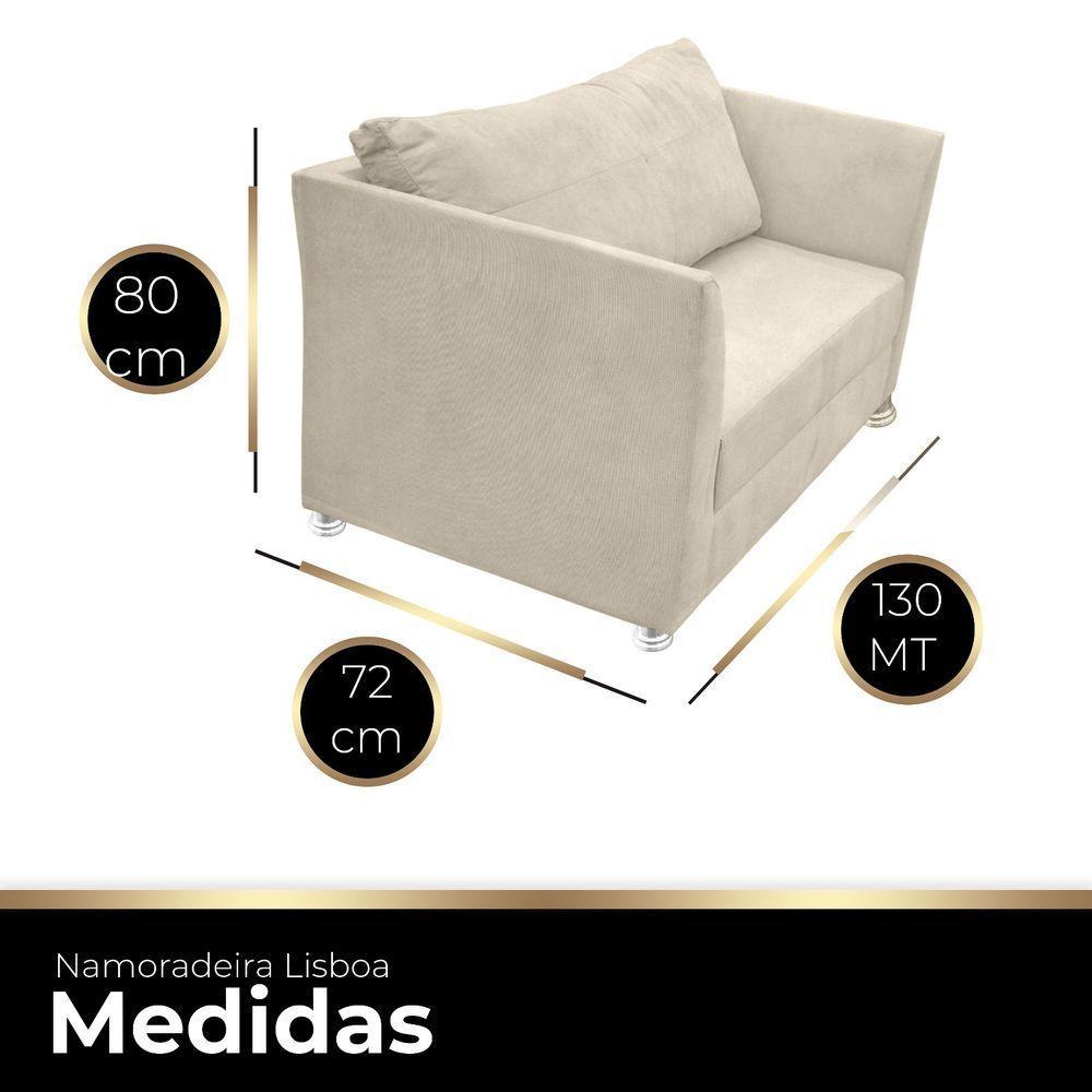 Namoradeira Lisboa 02 Lugares Para Sala Salão Escritório Suede Bege - 3