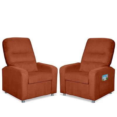 Kit 02 Poltrona Do Papai Reclinável Confortável Suede Terracota
