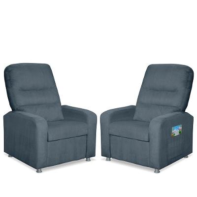 Kit 02 Poltrona Do Papai Reclinável Confortável Suede Azul Turquesa