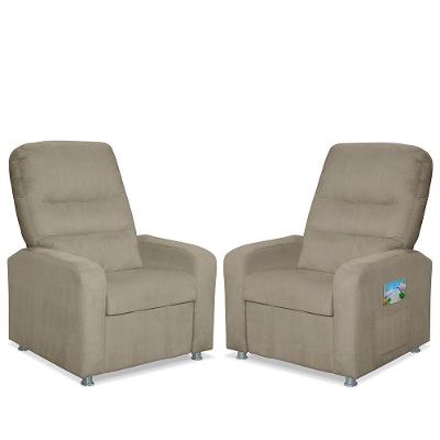 Kit 02 Poltrona Do Papai Reclinável Confortável Suede Bege