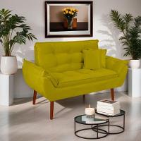 Kit 01 Namoradeira Opala 02 Puff Quadrado 02 Almofadas Amarelo - 2