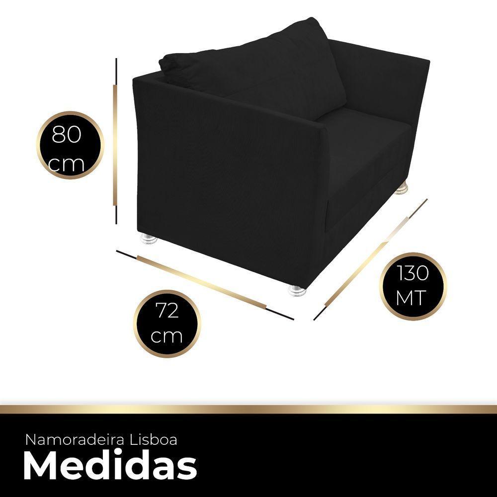 Namoradeira Lisboa 02 Lugares Para Sala Salão Escritório Preto - 2