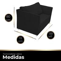 Namoradeira Lisboa 02 Lugares Para Sala Salão Escritório Preto - 2