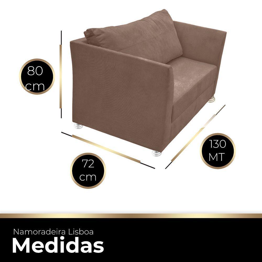 Namoradeira Lisboa 02 Lugares Para Sala Salão Escritório Capuccino - 2