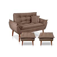 Kit 01 Namoradeira Opala + 02 Puff Opala + 02 Almofadas Suede Capuccino - 1