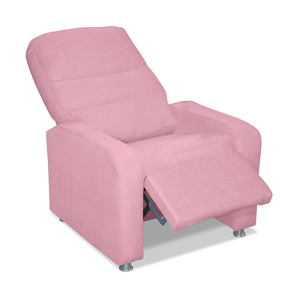 Kit 02 Poltrona Do Papai Reclinável Confortável Suede Rosa Bebê - 7