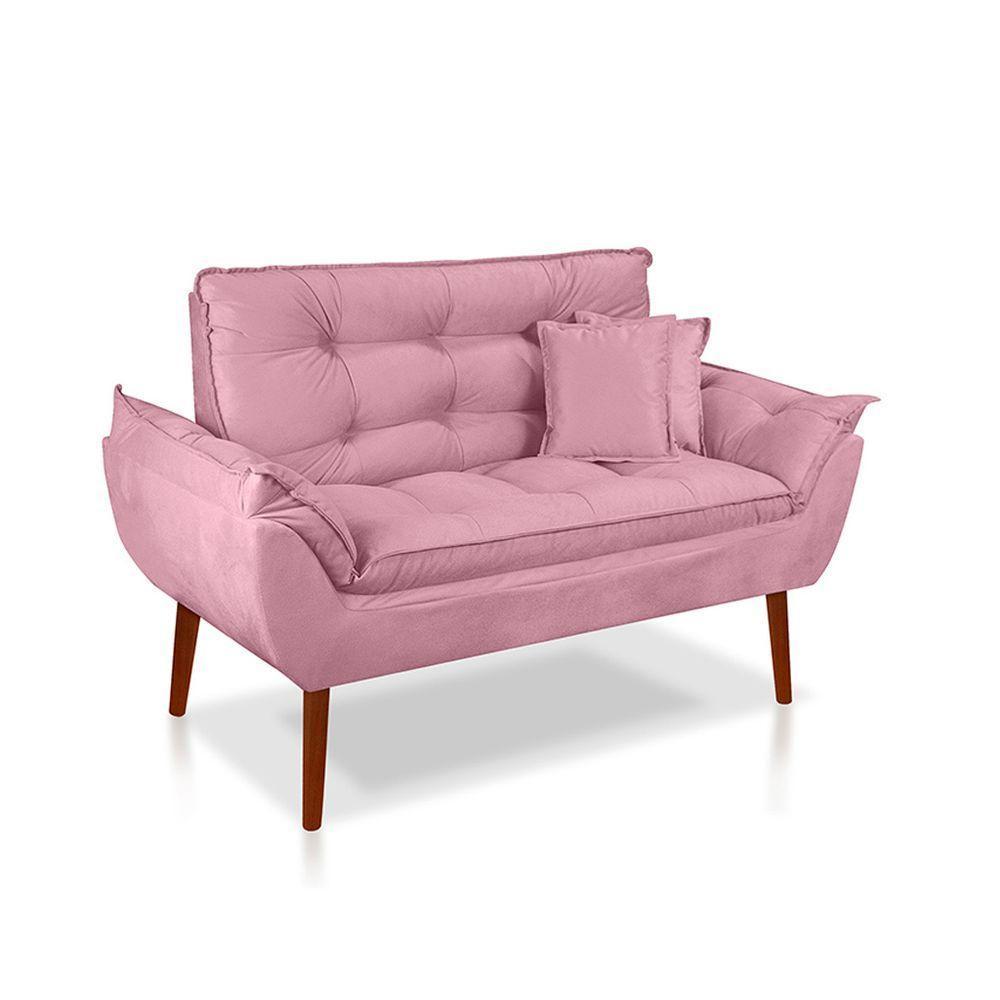 Kit 01 Namoradeira Opala 02 Puff Quadrado 02 Almofadas Rosa Bebê - 3