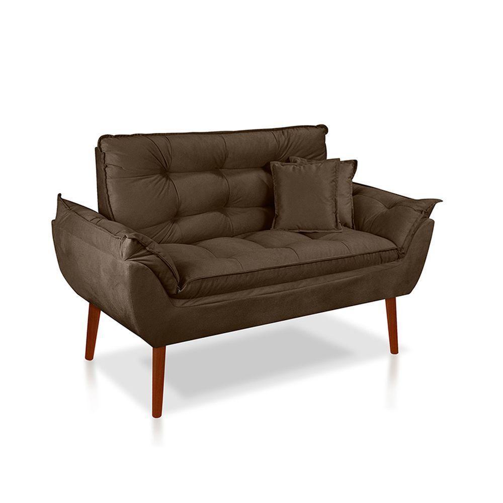 Kit 01 Namoradeira Opala 02 Puff Quadrado 02 Almofadas Marrom - 2