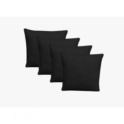 Kit 4 Almofadas Decorativas Cheias Com Ziper Suede Preto