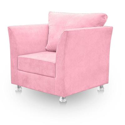 Poltrona Decorativa Para Sala E Quarto Lisboa Suede Rosa Bebê